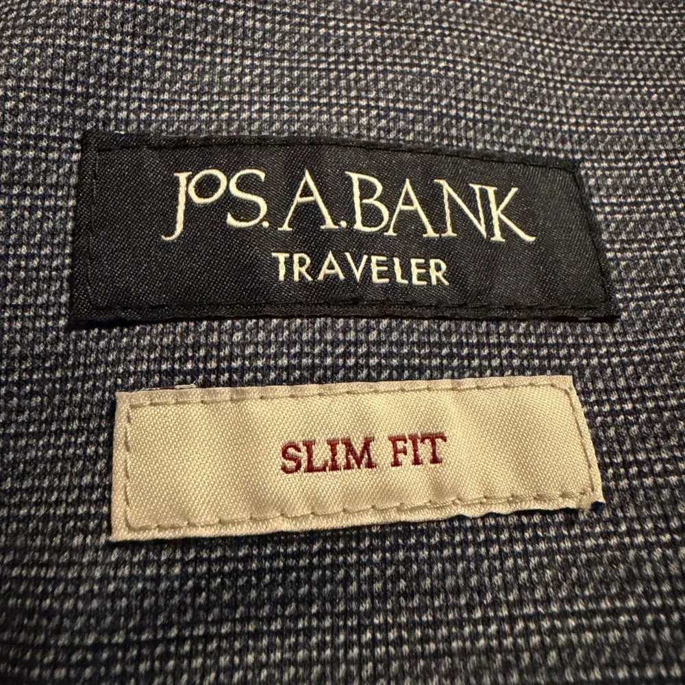 Jos. A. Bank Traveler Mens 38S Slim Fit Blue Micro Pattern Blazer Sport Coat